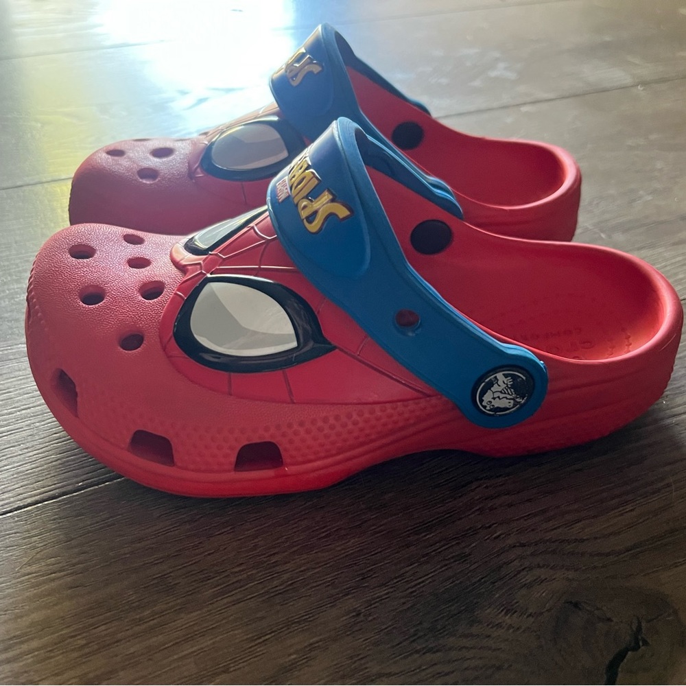 Spider man CROCS- like new!!